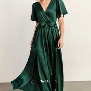 Baltic Born Emerald Satin Maxi Dress